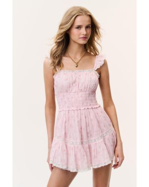 LoveShackFancy Maralina Floral Cotton Mini Dress For - Pink