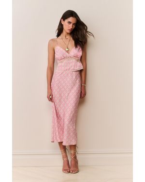 LoveShackFancy Castle Heirloom Print Midi Skirt For - Pink