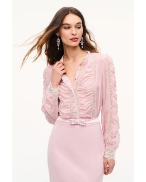 LoveShackFancy Jacque Silk Habotai Blouse For - Pink