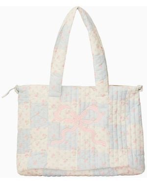 LoveShackFancy Aja Floral Patchwork Weekender Bag For - White
