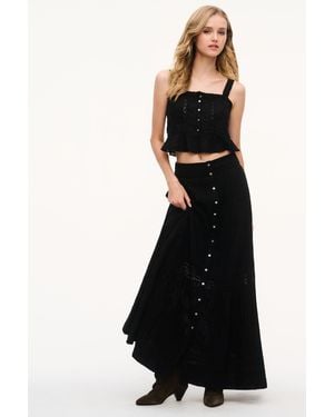 LoveShackFancy Araminta Cotton Maxi Skirt For - Black