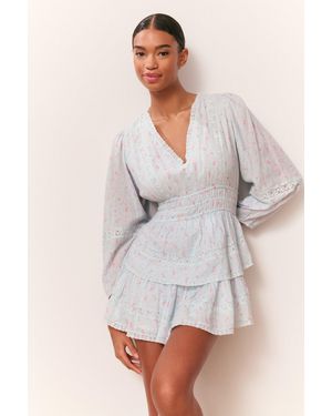 LoveShackFancy Rosamina Cotton Long Sleeve Mini Dress For - Natural