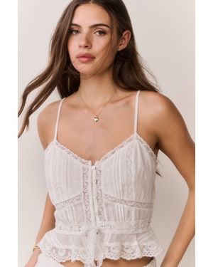 LoveShackFancy Avra Cotton Victorian Top For - Gray