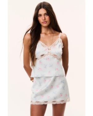 LoveShackFancy Bernes Mini Satin Slip Skirt For - White