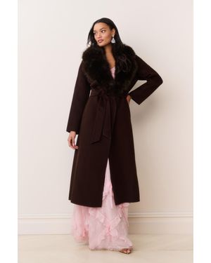 LoveShackFancy Kenzia Faux Fur Collar Wool Coat For - Multicolor