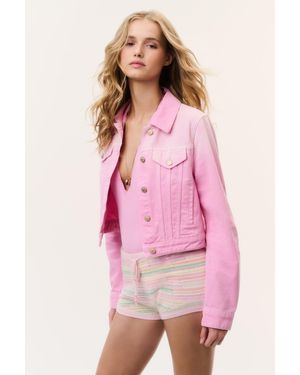LoveShackFancy Bardot Ombre Denim Jacket For - Pink