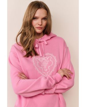 LoveShackFancy Nacova Heart Doily Fleece Hoodie For - Pink