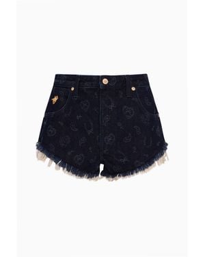 LoveShackFancy Wrangler X Laser Print Micro Short For - Purple