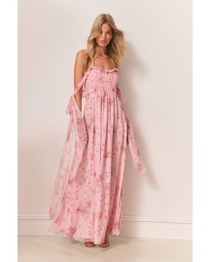 LoveShackFancy Marlana Floral Silk Chiffon Maxi Dress For - Pink