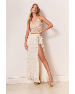 LoveShackFancy Reiyanette Chiffon Ruffle Skirt For - Natural