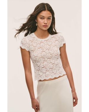LoveShackFancy Lucas Stretch Lace Tee For - Black