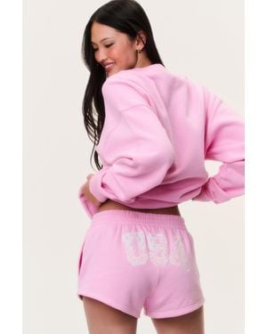 LoveShackFancy Ellowynn Usa Fleece Shorts For - Pink
