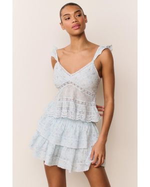 LoveShackFancy Lainie Floral Cotton Top For - White