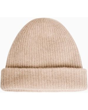 LoveShackFancy Warren Cashmere Plush Rib Beanie For - Natural