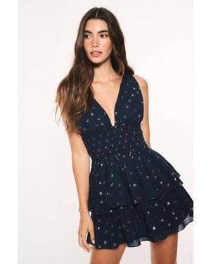 LoveShackFancy Soira Celestial Cotton Mini Dress For - Blue