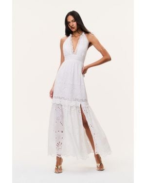 LoveShackFancy Trix Eyelet Halter Maxi Dress For - Natural