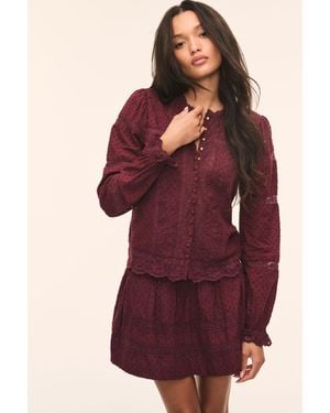 LoveShackFancy Casetta Cotton Swiss Dot Top For - Red