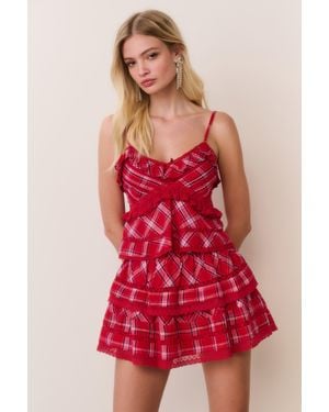 LoveShackFancy Sormina Tartan Cotton Top For - Red