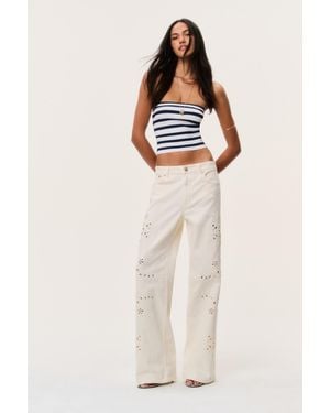 LoveShackFancy Dellah Floral Eyelet Jeans For - White