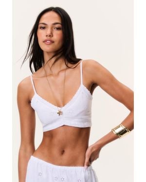 LoveShackFancy Brynnette Eyelet Linen Bralette Top For - White