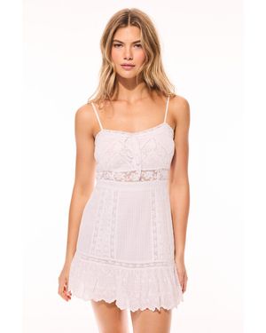 LoveShackFancy Maera Cotton Lace-Trimmed Mini Dress For - Pink
