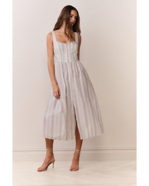 LoveShackFancy Majory Cotton Bustier Midi Dress For - White