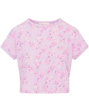 LoveShackFancy Rubin Cropped Tee For - Purple