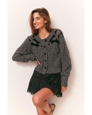 LoveShackFancy Clementian Alpaca-Blend Ribbon Cardigan For - Gray
