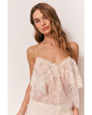 LoveShackFancy Zhanya Sheer Lace Top For - Pink