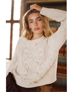 LoveShackFancy Mavelle Wool Mariner Bow Sweater For - Natural
