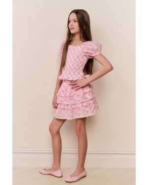 LoveShackFancy Tween Billie Heart Print Skirt For - Pink