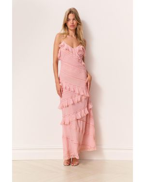 LoveShackFancy Louie Chiffon Ruffle Maxi Dress For - Pink