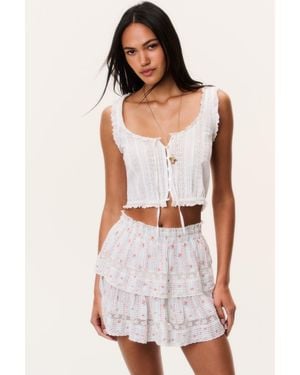 LoveShackFancy Cherry Stripe Ruffle Mini Skirt For - White