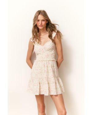 LoveShackFancy Finny Cotton Luna Rosa Fleur Mini Dress For - Natural