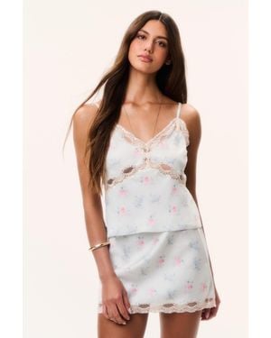 LoveShackFancy Lamora Floral Satin Top For - White