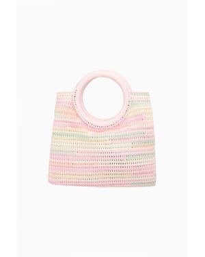 LoveShackFancy Velle Striped Crochet Pouch For - Pink