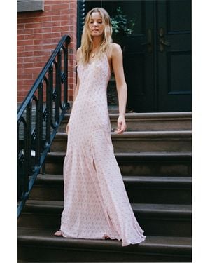 LoveShackFancy Carella Silk Floral Stripe Maxi Dress For - Black