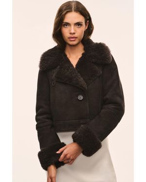 LoveShackFancy Rainier Cropped Shearling Jacket For - Black