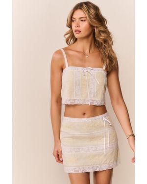 LoveShackFancy Valerian Cotton Victorian Mini Skirt For - Natural