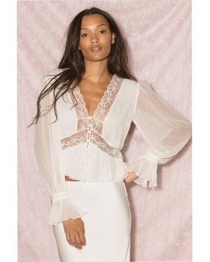 LoveShackFancy Thessira Silk Lace Blouse For - Natural