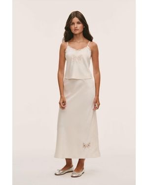 LoveShackFancy Tween Thyme Crepe Maxi Skirt For - White