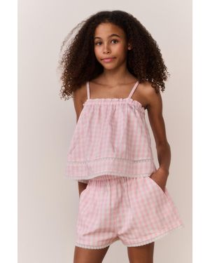 LoveShackFancy Tween Fiorella Gingham Top For - Pink