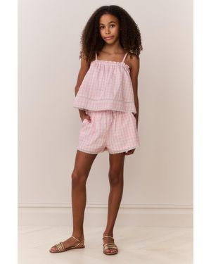LoveShackFancy Tween Georgie Gingham Shorts For - Pink