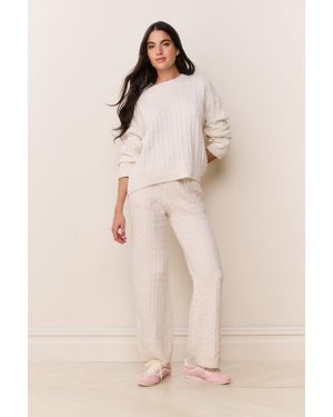 LoveShackFancy Fraya Cable Knit Lounge Pant For - Natural