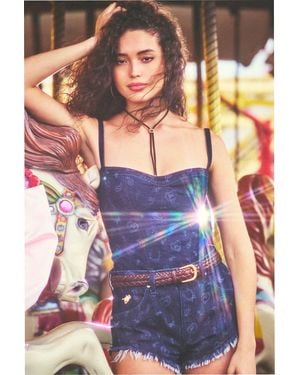 LoveShackFancy Wrangler X Laser Print Micro Short For - Purple