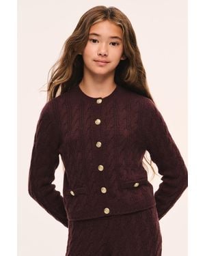 LoveShackFancy Tween Kenderson Cable Knit Cardigan For - Red
