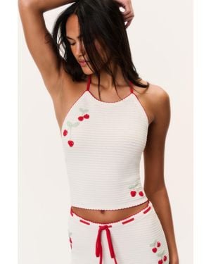 LoveShackFancy Avanyah Cherry Crochet Halter Top For - Multicolor