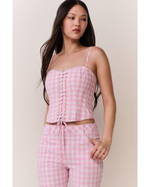LoveShackFancy Bensen Cotton Gingham Bustier For - Pink