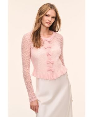 LoveShackFancy Galle Wool-Mohair Pointelle Cardigan For - Pink