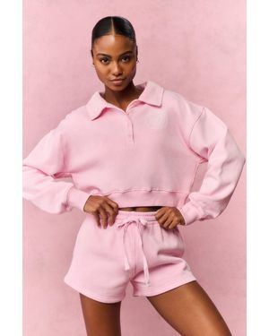 LoveShackFancy Menzelle Fleece Polo Sweatshirt For - Pink